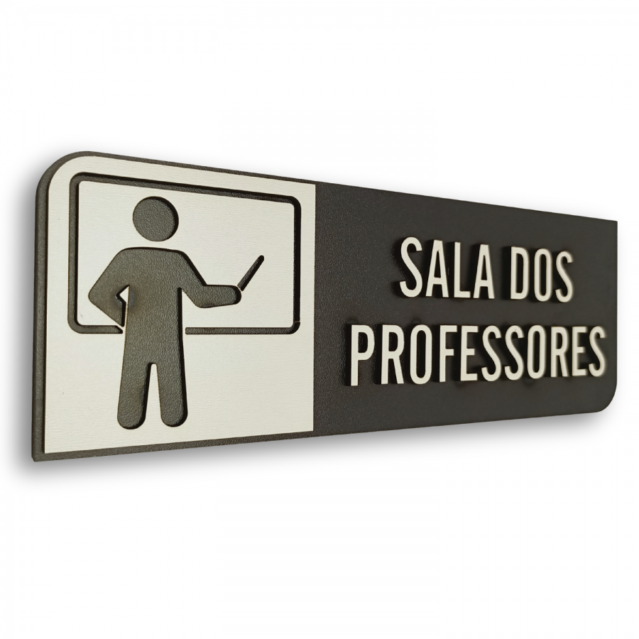 Placa de Sinalização Indicativa em MDF Efeito 3D - Sala dos Professores